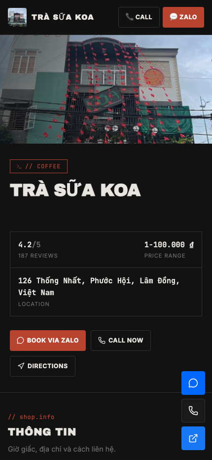 Template Café Vườn
