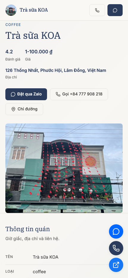 Template Café Tối Giản